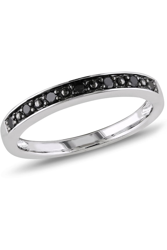 1/10 Carat (Ctw) Black Diamond Wedding Band Ring in Sterling Silver with Black Rhodium