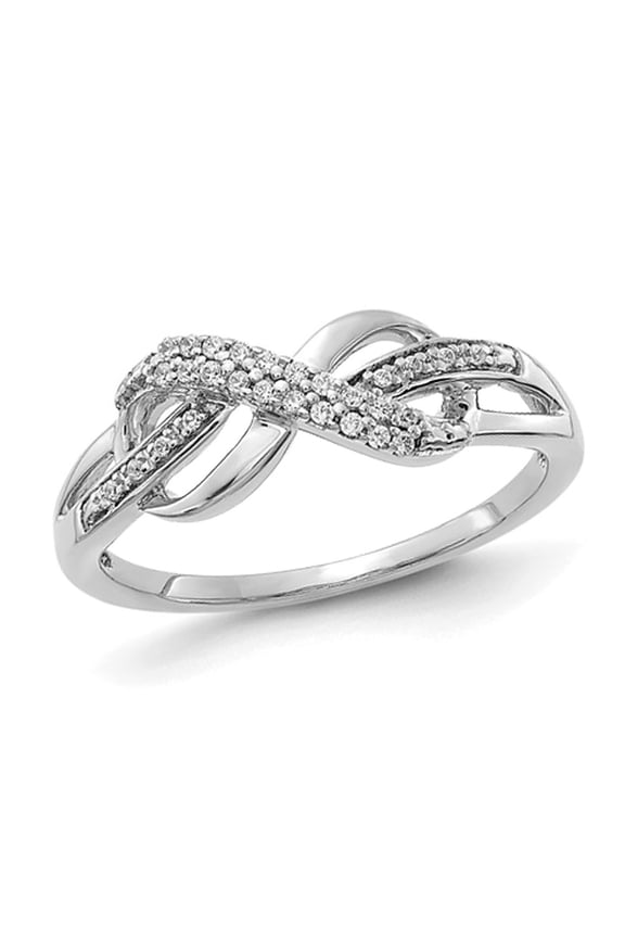 Gem & Harmony 1/10 Carat (Ctw) Diamond Infinity Ring in 14K White Gold for Women