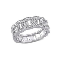 Gem & Harmony 1/10 Carat (Ctw) Diamond Link Ring Band in Sterling Silver for Women
