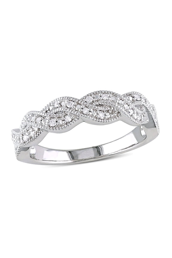 Gem & Harmony 1/10 Carat (Ctw) Diamond Twist Ring in Sterling Silver for Women