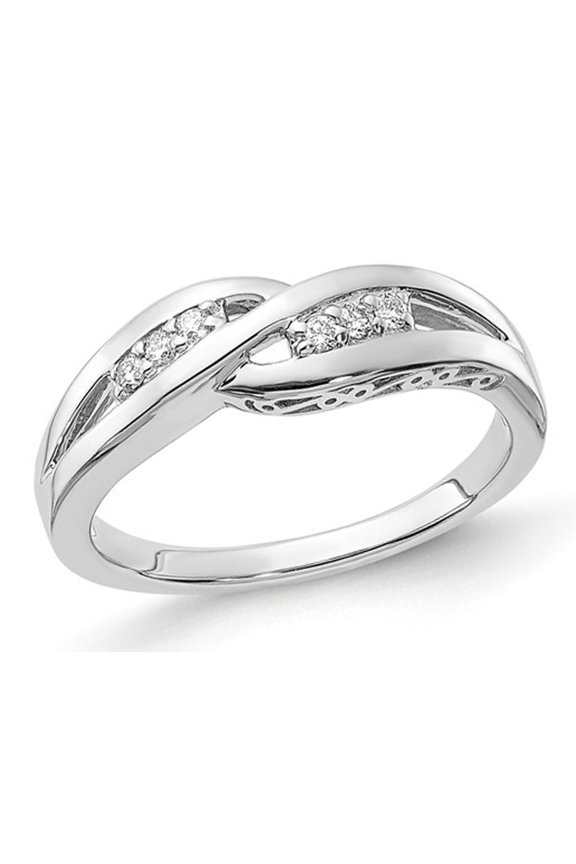 Gem & Harmony 1/10 Carat (Ctw) Diamond Twisted Band Ring in Sterling Silver for Women