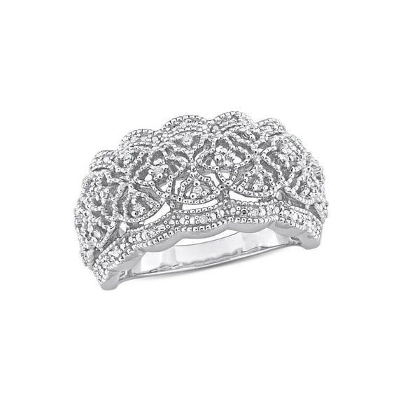 1/10 Carat (Ctw) Diamond Vintage Ring in Sterling Silver
