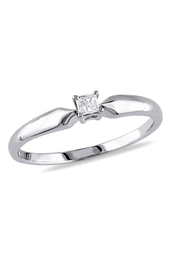 1/10 Carat (Ctw I-J, I1-I2) Diamond Solitaire Promise Ring in Sterling Silver for Women