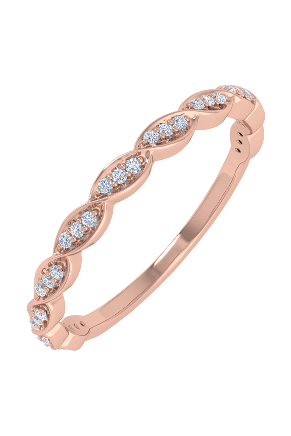 1/10 Carat Diamond 3/4 Eternity Wedding Band Ring in 14K Rose Gold - IGI Certified (Ring Size 10) (I1-I2 Clarity)
