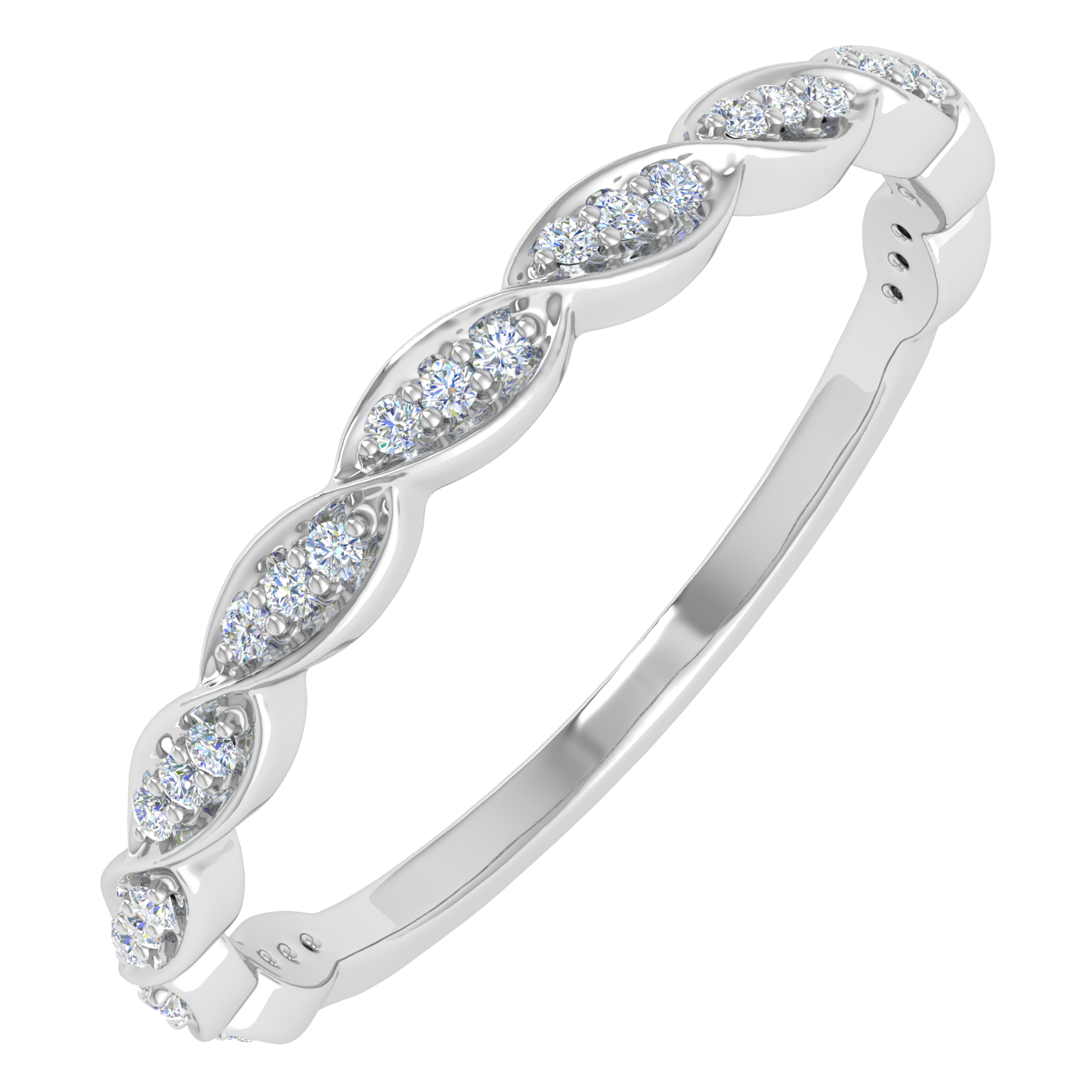 1/10 Carat Diamond 3/4 Eternity Wedding Band Ring in 14K White Gold (Ring Size 6.5) (I1I2
