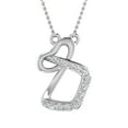 thumbnail image 1 of 1/10 Carat Diamond Initial D Letter Pendant Necklace in 14K White Gold (with Silver Chain), 1 of 4