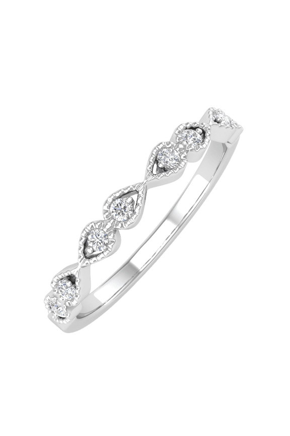 1/10 Carat Diamond Twisted Anniversary Ring in 14K White Gold (Ring Size 6.5) (I1-I2 Clarity)