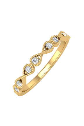 1/10 Carat Diamond Twisted Anniversary Ring in 14K Yellow Gold (Ring Size 7) (I1-I2 Clarity)