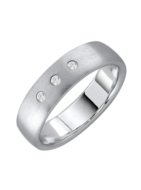1/10 Carat Diamond Wedding Band Ring in 10K White Gold (Ring Size 10)
