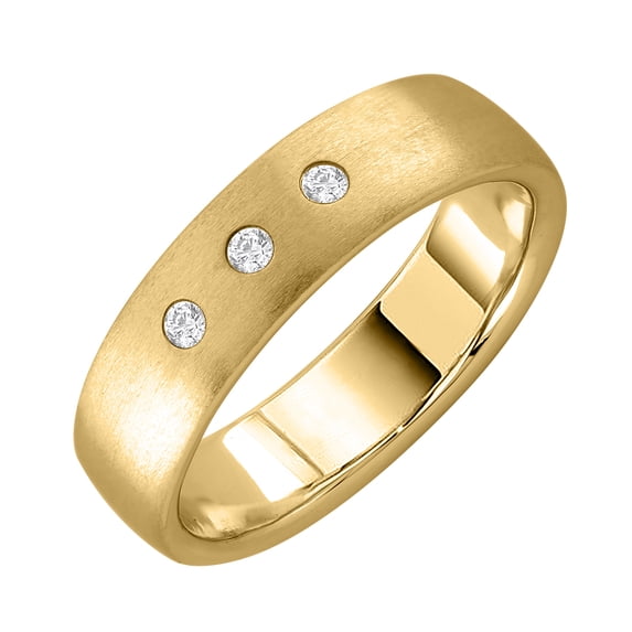 1/10 Carat Diamond Wedding Band Ring in 10K Yellow Gold (Ring Size 5.25) - IGI Certified