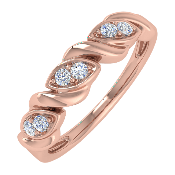 1/10 Carat Diamond Wedding Band Ring in 14K Rose Gold(Ring Size 6) (SI1-SI2 Clarity)