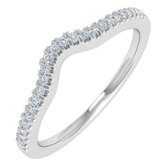 1/10 Carat Diamond Wedding Band Ring in 14K White Gold (Ring Size 7.25)