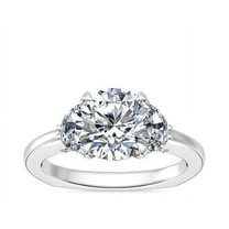 1.10 Carat Elegant Designer Three Stone Round Cut Natural Diamond Ring for Engagement Solid 14K White Gold Size 7