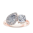 thumbnail image 1 of 1.10 Carat Excellent Cushion & Pear Cut Natural Diamond Beautiful Two Stone Ring for Women Solid 18K Rose Gold Size 11.5, 1 of 8
