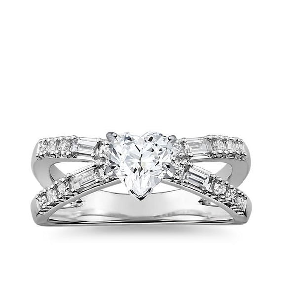1.10 Carat Excellent Heart Cut Natural Diamond Beautiful Solitaire with Accents Bridal Ring for Bride Solid 18K White Gold Size 5