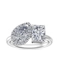 thumbnail image 1 of 1.10 Carat Excellent Radiant & Pear Cut Natural Diamond Beautiful Bridal Two Stone Ring for Bride Solid 18K White Gold Size 5, 1 of 8