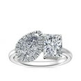 thumbnail image 1 of 1.10 Carat Excellent Radiant & Pear Cut Natural Diamond Unique Two Stone Ring for Women Solid 18K White Gold Size 8.5, 1 of 8