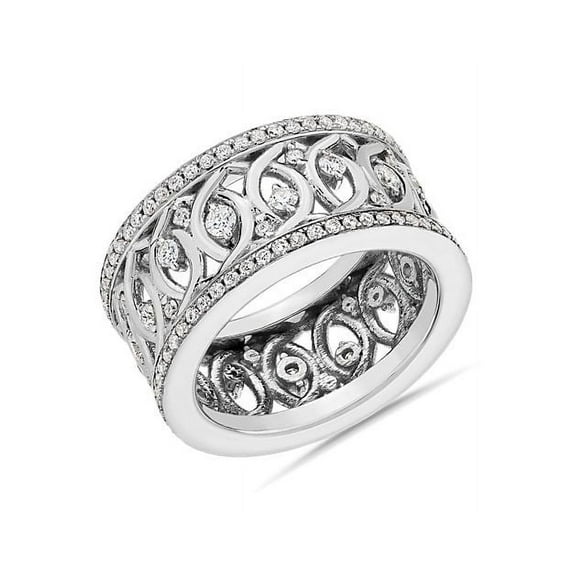 1.10 Carat Excellent Round Cut Natural Diamond Beautiful Eternity Band for Women in Solid 14K White Gold Size 11.5