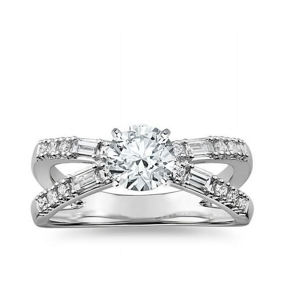 1.10 Carat Excellent Round Cut Natural Diamond Solitaire with Accents Beautiful Ring for Women in Solid 14K White Gold Size 11.5