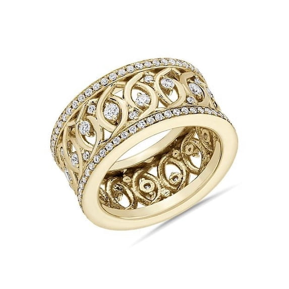 1.10 Carat Excellent Round Shape Genuine Diamond Latest Design Engagement Eternity Band for Ladies Solid 18K Yellow Gold Size 7.5