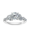 thumbnail image 1 of 1.10 Carat Excellent Round Shape Genuine Diamond Latest Design Solitaire with Accents Engagement Ring for Ladies Solid 18K White Gold Size 7.5, 1 of 8