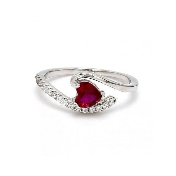 1.10 Carat Heart Cut Red Ruby with Natural Diamond Stylish Anniversary Ring for her Solid 14K White Gold Size 11.5 by Diamond-Capitals