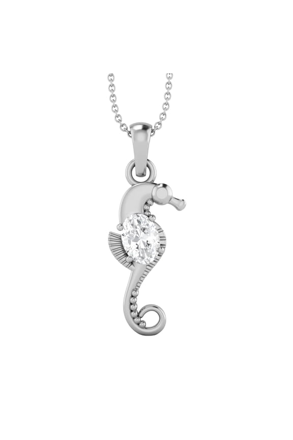 1.10 Carat Moissanite Diamond E Color VS1 Clarity Brilliant Cut 925 Silver Seahorse Fish Valentines Day Gifts Pendant Necklace