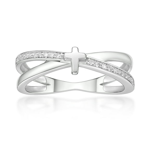 1/10 Carat Natural Diamond Criss Cross Purity Ring for Women in 925 Sterling Silver (H-I, I2-I3, 0.11 cttw) Engagement Wedding Promise Band Ring Size 5 by Lavari Jewelers