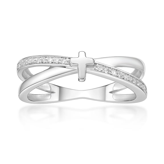 1/10 Carat Natural Diamond Criss Cross Purity Ring for Women in 925 Sterling Silver (H-I, I2-I3, 0.11 cttw) Wedding Promise Engagement Band Ring Size 7 by Lavari Jewelers