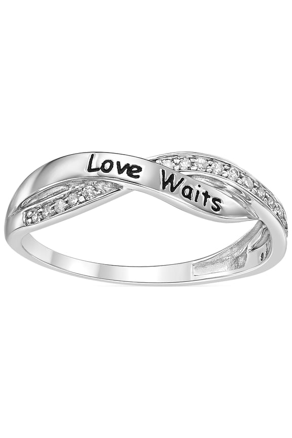 1/10 Carat Natural Diamond Intertwined Love Waits Purity Ring for Women in 925 Sterling Silver (H-I, I2-I3, 0.10 cttw) Engagement Wedding Promise Band Ring Size 8 by Lavari Jewelers
