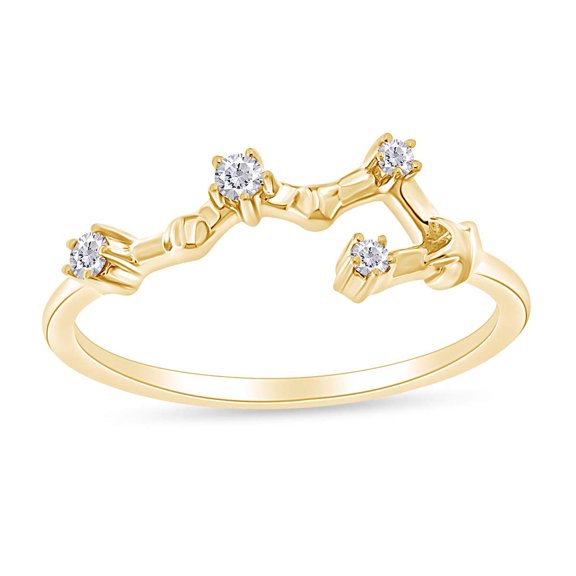 1/10 Carat Natural Round Diamond Celestial Star Horoscope Astrology Scorpio Zodiac Sign Ring In 14k Yellow Gold Over Sterling Silver (0.1 Cttw, H-I Color, I1-I2 Clarity) Ring Size - 4