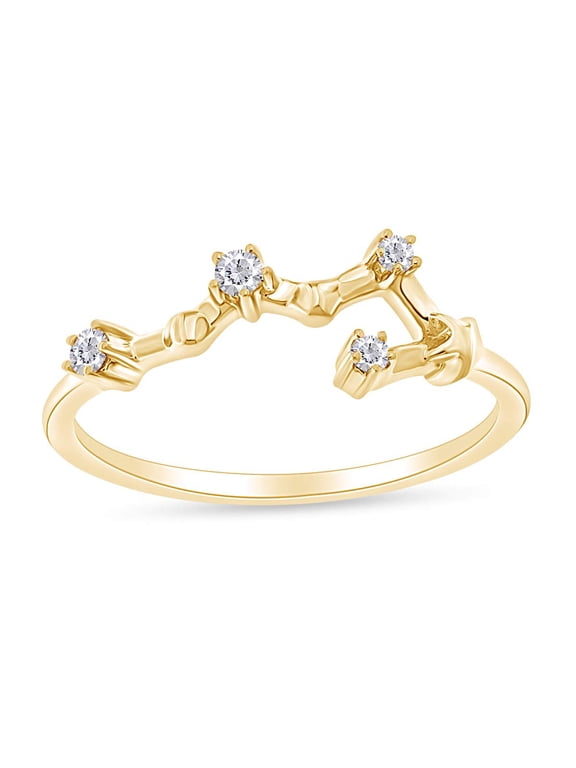1/10 Carat Natural Round Diamond Celestial Star Horoscope Astrology Scorpio Zodiac Sign Ring In 14k Yellow Gold Over Sterling Silver (0.1 Cttw, H-I Color, I1-I2 Clarity) Ring Size - 4
