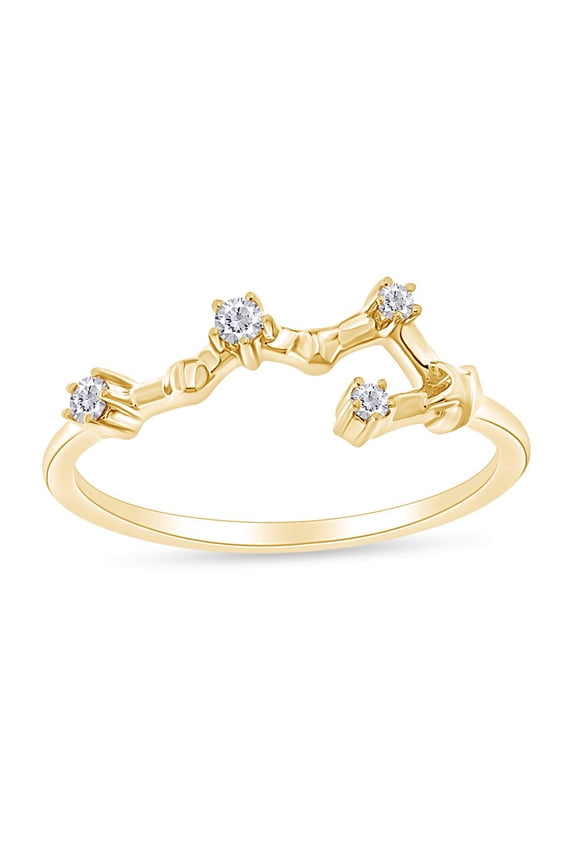 1/10 Carat Natural Round Diamond Celestial Star Horoscope Astrology Scorpio Zodiac Sign Ring In 14k Yellow Gold Over Sterling Silver (0.1 Cttw, H-I Color, I1-I2 Clarity) Ring Size - 4
