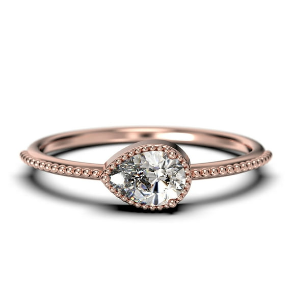 1.10 Carat Pear Cut Diamond Moissanite Classic Engagement Ring, Modern Wedding Ring in 925 Sterling Silver With 18k Rose Gold Plating, Gift For Her, Promise Ring, Dainty Ring, Anniversary Ring