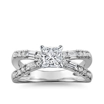 1.10 Carat Princess Shape VS1 Natural Diamond Solitaire with Accents Elegant Ring for Anniversary in Solid 14K White Gold by Diamond-Capitals Size 7