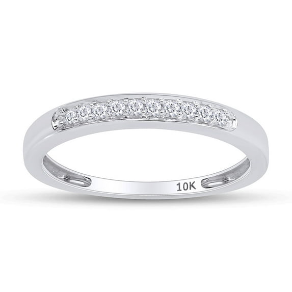 1/10 Carat Round Cut Natural White Diamond Engagement Wedding Band Ring In 10k White Gold (I-J Color, I2-I3 Clarity, 0.10 Cttw) Ring Size-8.5