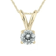 1/10 Carat Round Diamond Solitaire Pendant in 14K Yellow Gold (J-K-L Color, I2-I3 Clarity)