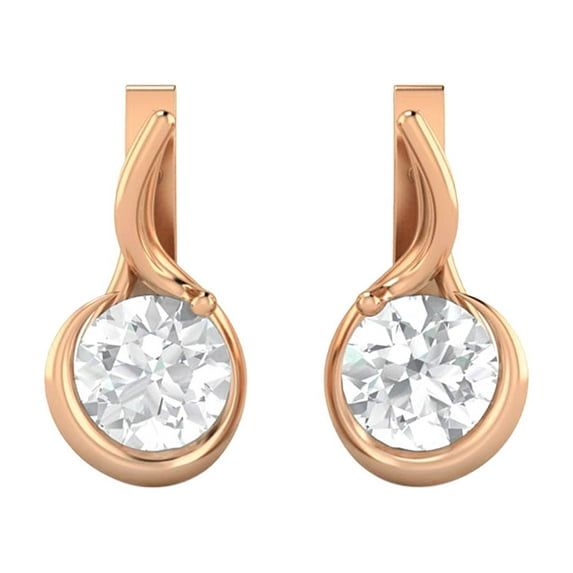1.10 Carat Round Moissanite Diamond E Color VS1 Clarity Brilliant Cut 925 Silver Rose Gold Plated English Lock Stud Earrings For Women