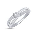 thumbnail image 1 of AFFY 1/10 Carat Round Shape Natural White Diamond Promise Ring For Women's In 14K White Gold Plated 925 Sterling Silver Sterling Silver (0.1 Cttw, I2-I3 Clarity), Ring Size-9, 1 of 4