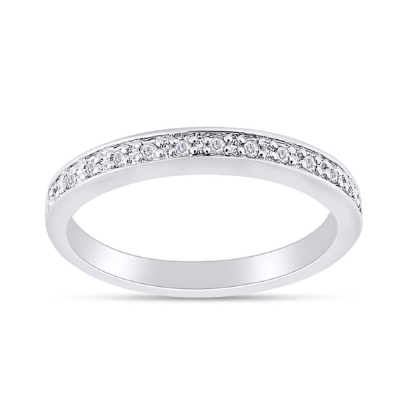 1/10 Carat Round White Natural Diamond Half Eternity Band Ring In 14k White Gold Over Sterling Silver Size 5