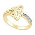 thumbnail image 1 of AFFY 1/10 Carat Round White Natural Diamond Leaf Engagement Ring 14k Yellow Gold Over Sterling Silver (0.1 Cttw), 1 of 1