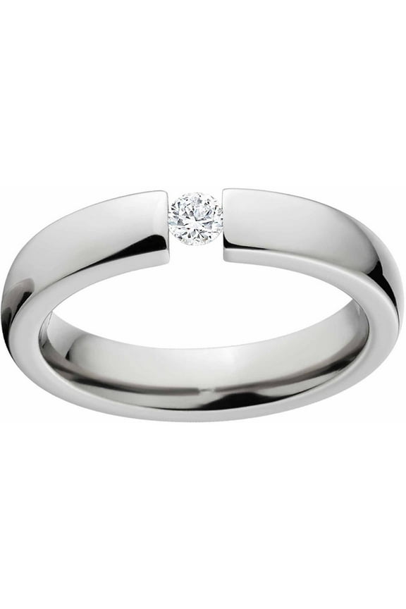 1/10 Carat T.G.W. Round CZ Titanium Tension-Set Engagement Ring with Comfort Fit Design