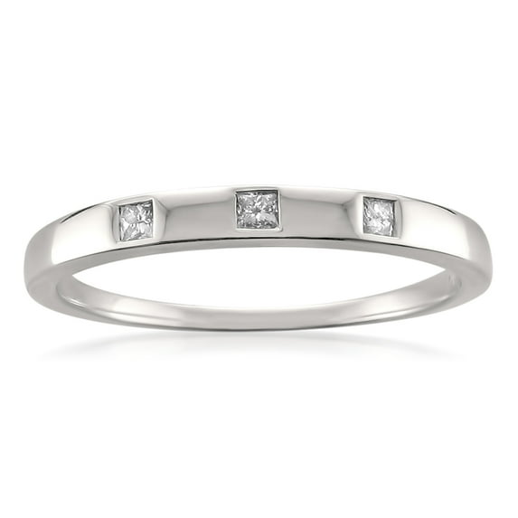 1/10 Carat T.W. 10k White Gold Princess Diamond Bridal Wedding Band