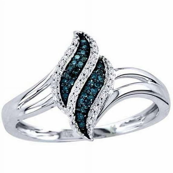 1/10 Carat T.W. Blue and White Diamond 10kt White Gold Fashion Ring