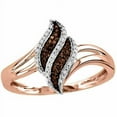 thumbnail image 1 of 1/10 Carat T.W. Cognac and White Diamond 10kt Rose Gold Fashion Ring, 1 of 1