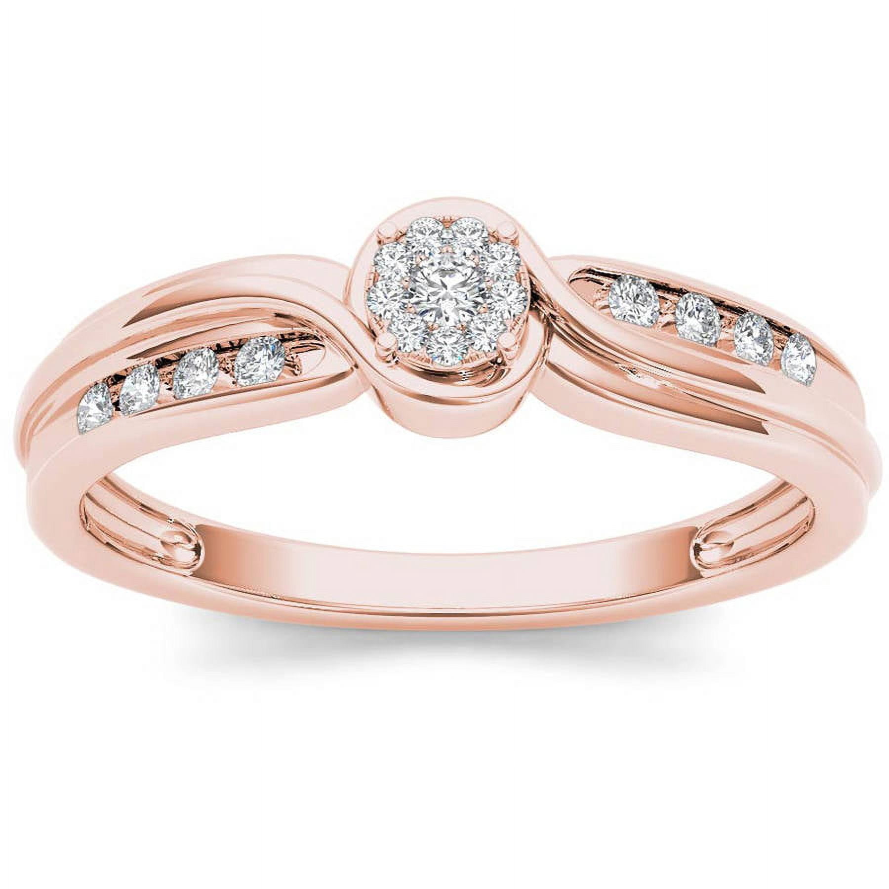 1/10 Carat T.W. Diamond Cluster 10kt Rose Gold Engagement Ring