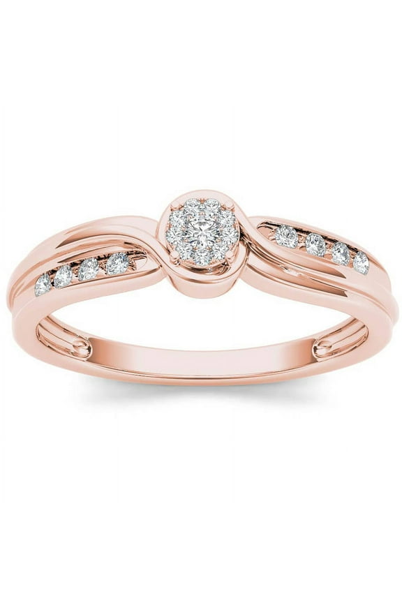 1/10 Carat T.W. Diamond Cluster 10kt Rose Gold Engagement Ring