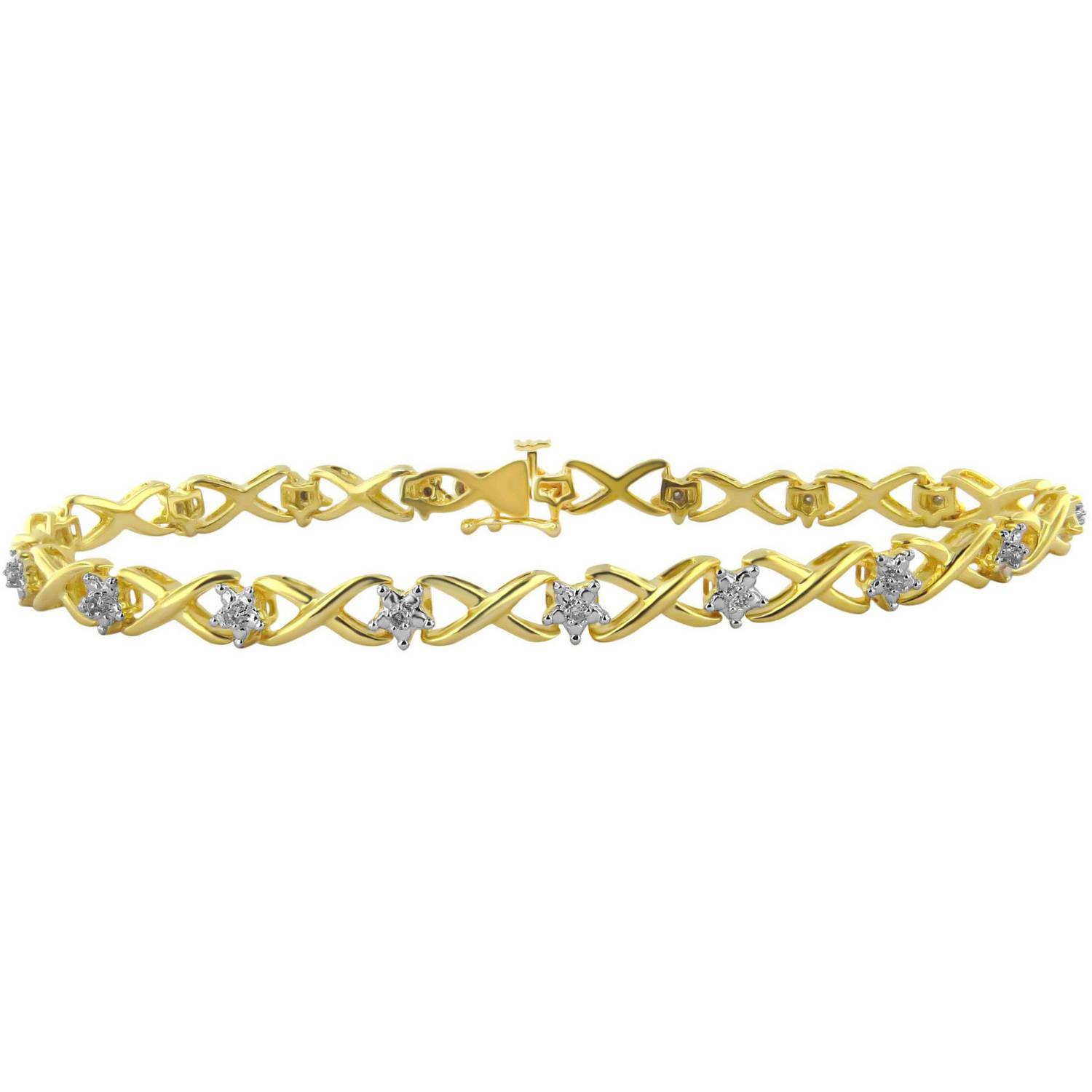 1/10 Carat T.W. Diamond Gold-Tone Fashion Link Bracelet, 7.5"
