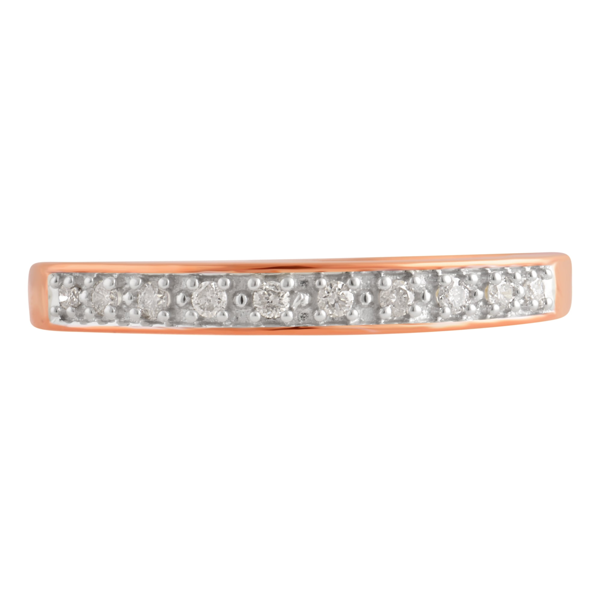 1/10 Carat T.W Diamond Rose Tone Sterling Silver Wedding Band.