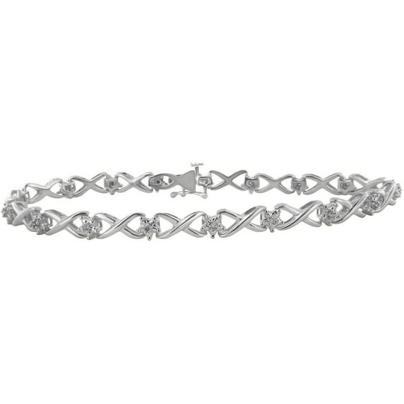 1/10 Carat T.W. Diamond Silver-Tone Fashion Link Bracelet, 7.5"